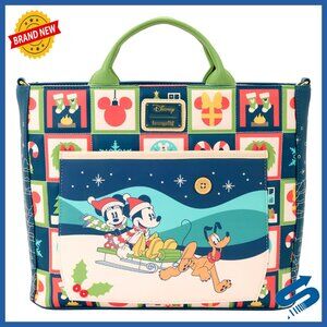 Convertible Holiday Tote Backpack Faux Leather 13x11x3 Disney